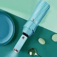 Зонт 98 см с Led-фонариком от дождя, солнца, диаметр, зонт автоматический,10 спиц, light-blue