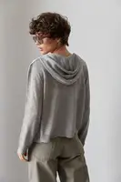 Легкий в'язаний кардиган на ґудзиках із капюшоном - сірий цвет, ONE SIZE (є розміри)
