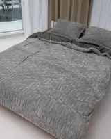 Постільна білизна плюшева євро Dushka Home 20721 200х220 см сіра