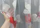 Тюль (3х2,7м.) органза с цветочным принтом. Цвет полупрозрачный  белый с красным и серым. Код 1441т 42-0273