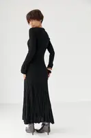 Однотонна сукня максі в рубчик - чорний цвет, ONE SIZE
