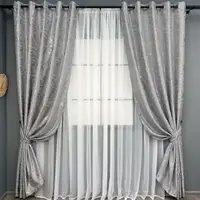 Комплект (2шт. 1,5х2,5м.) штор на люверсах, льон мармур, "Pavliani ХО". Колір світло-сірий. Код 1263ш 37-0316