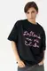 Трикотажна футболка oversize з написом - чорний цвет, ONE SIZE