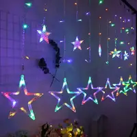 Світлодіодна гірлянда штора Lesko YLX-025 Stars Кольоровий світ 2.5 м на вікна led новорічне освітлення