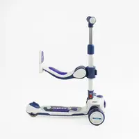 Самокат 3 в 1, з сидінням, музикою, підсветкою Scooter, Skyper. White/Blue (169291)