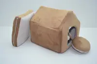 Домик для котов и собак Плюш коричневый №3 385х480х430