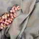 Ткань костюмная под лен с напылением квітка полин