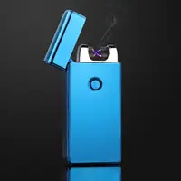 Электроимпульсная зажигалка SUNROZ 307 портативная электронная аккумуляторная USB зажигалка Синий
