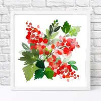 Постер в рамке Рождественская ветка 30x30 см (WKMT_23M007_WH)