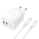 Адаптер сетевой BOROFONE Type-C to Lightning cable Reacher dual port charger set BN9 |2Type-C, 35W/3A, PD/QC|