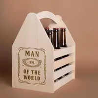 Ящик для пива "Man №1 of the world" для 6 бутылок, Тонированное дерево, английский
