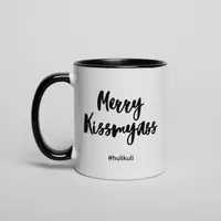 Кружка "Merry Kissmyass", Черный, английский, Деревянная подарочная коробка с гравировкой, 330 мл