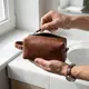 Компактная косметичка из гладкой кожи на молнии Украина GRANDE PELLE 16763 Светло-коричневая