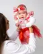 Праздничный комплект для девочки 3 в 1 боди с юбкой и повязкой Joy to the world