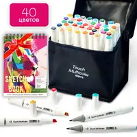 Набір скетч маркерів двосторонніх спиртових Touch Multicolor 40 кольорів + Альбом для скетчинга А5 20 аркушів
