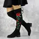 Женские ботфорты с вышивкой Fashion Rafael 1326 36 размер 23,5 см Черный