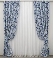 Комплект (2шт. 1,5х2,8м.) готових штор блекаут. Колір сірий з синім. Код 383ш(Б) 30-542