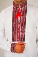 Мужская вышиванка Сергей на белом поплине 60