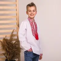 Вышиванка Moderika Богданчик белая с красной вышивкой 110
