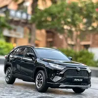 Модель автомобиля Toyota RAV4 2020 черная 1:32 — инерционная металлическая машинка со звуком и светом