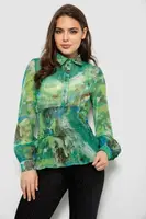 Блуза женская с принтом шифоновая, цвет зеленый, 230R1502-4