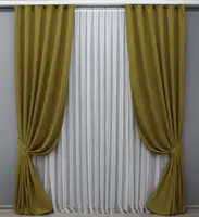 Комплект штор (2шт. 1,5х2,9м.) мікровелюр, колекція "Petek". Колір гірчичний. Код 1503ш 33-0393