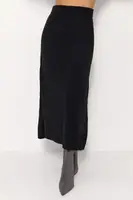 Міді спідниця у широкий рубчик - чорний цвет, ONE SIZE