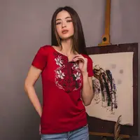 Футболка-вишиванка жіноча Moderika Лілія червона XXL