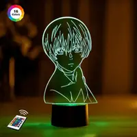 3D ночник "Канеки Кен 2" (УВЕЛИЧЕННОЕ ИЗОБРАЖЕНИЕ)+пульт ДУ + сетевой адаптер + батарейки (3ААА) 3DTOYSLAMP