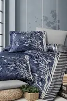 Півтораспальна Туреьцка Постільна Білизна First Choice Cotton Satin Living Navy Blue 160х220см