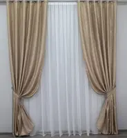 Комплект (2шт. 1х2,7м.) готових жакардових штор, колекція "Савана". Колір карамельний. Код 524ш 31-144