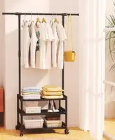 Передвижная стойка - вешалка для одежды Multifunctional Integrated frame с полками, на колесиках