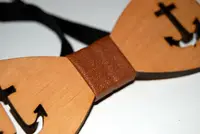 Деревянная галстук бабочка Якорь ручной работы