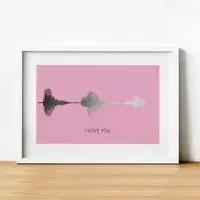 Постер "I LOVE YOU" А3, Розовый-серебристый, А3, английский