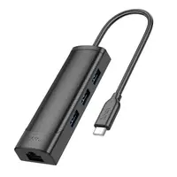 Переходник HOCO Easy safety 4-in-1 Gigabit Ethernet Adapter HB42 |Type-C to USB3.0x3+RJ45L=0.2M