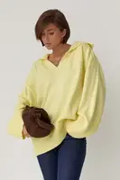 В'заний светр-поло вільного крою - лимонний цвет, ONE SIZE