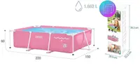 Басейн каркасний Intex 266 NP прямокутний розмір 220х150х60 см об'єм 1662л. Pink (150250)