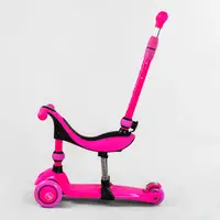 Самокат-велобег 3в1 трехколесный Best Scooter, колеса PU со светом, амортизаторы, родительская ручка. Pink (104497)