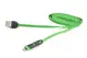 Кабель PowerPlant Quick Charge 2A 2-в-1 flat USB 2.0 AM - Lightning/Micro 2м green