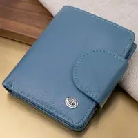 Красиве шкіряне портмоне з монетницею зовні для стильних жінок ST Leather 19457 Бірюзовий