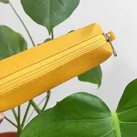 Ключница карманная Big из экокожи на молнии, чехол для ключей, желтая 12х4х3 см