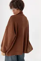 В'язаний кардиган оверсайз на блискавці - коричневий цвет, ONE SIZE (є розміри)