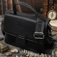 Сумка сэтчел в классическом цвете для женщин из натуральной кожи Vintage 22291 Черная