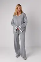 Жіночий костюм oversize з вільними штанами та кофтою-поло - світло-сірий цвет, ONE SIZE
