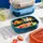 Контейнер, ланч-бокс для гарячої та холодної їжі з окремими відсіками та столовими приборами для їжі, помаранчевий