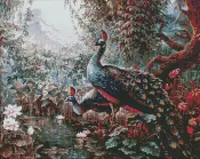 Алмазная мозаика AMO7336 Сказочные павлины ©Сергей Лобач, 40х50см Идейка на подрамнике