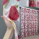 Тюль батист, коллекция "Flora". Цвет белый с красним цветочным принтом. Код 1171т
