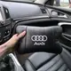 Автомобильная подушка для подголовника Audi – черная натуральная кожа.