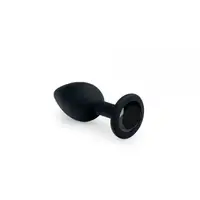 Анальная силиконовая пробка с черным кристалом Black Silicone, Black Diamond, S