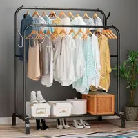 Двойная стойка – вешалка для одежды Double floor Hanger c полкой для обуви, Ш104хГ41.5хВ152